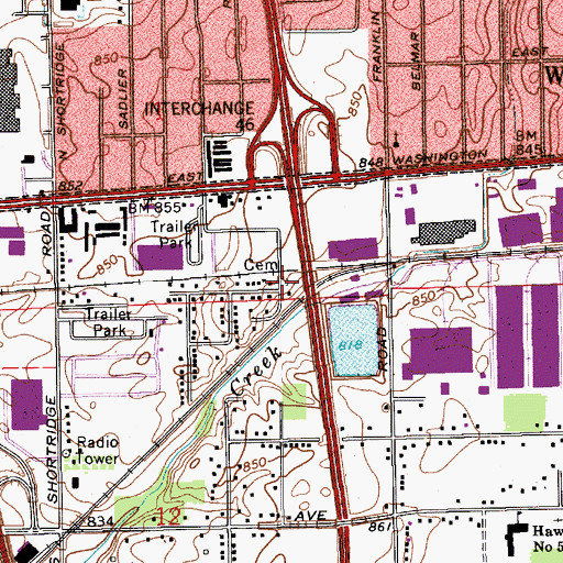 Topographic Map of McVey Cemetery, IN