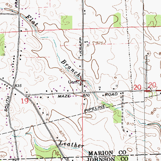 Topographic Map of Morris Cemetery, IN