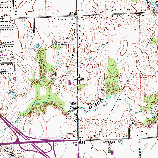 Topographic Map of Mount Zion Cemetery, IN