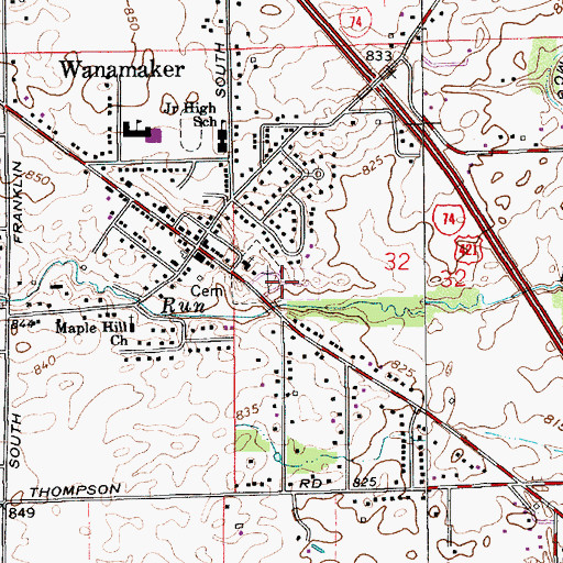 Topographic Map of Orchard Hill Cemetery, IN