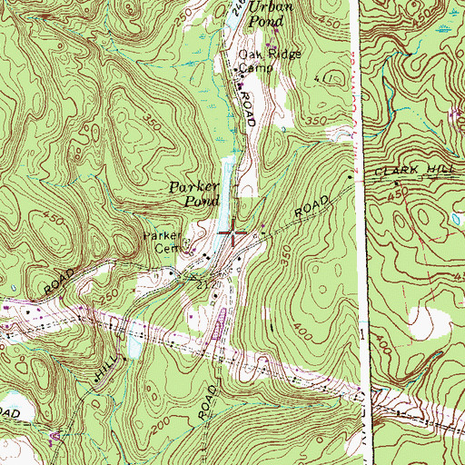 Topographic Map of Parker Pond, CT