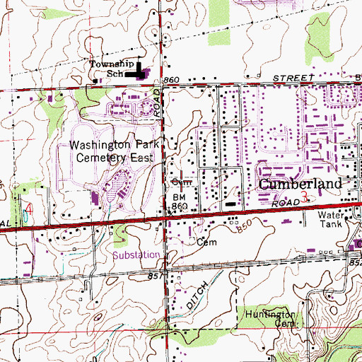 Topographic Map of Saint John United Church of Christ Cemetery, IN