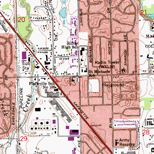 Topographic Map of West Union Cemetery, IN