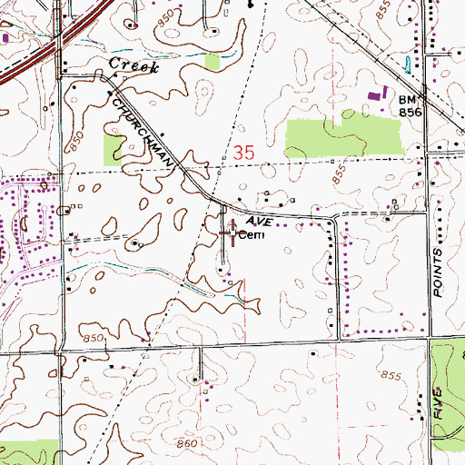 Topographic Map of Wheatley Cemetery, IN