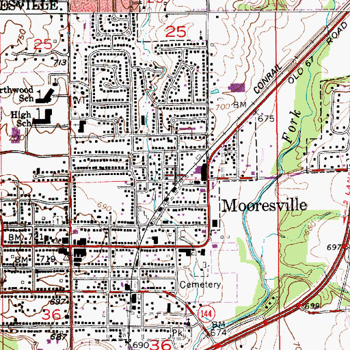 Topographic Map of Crossroads Apostolic Church, IN