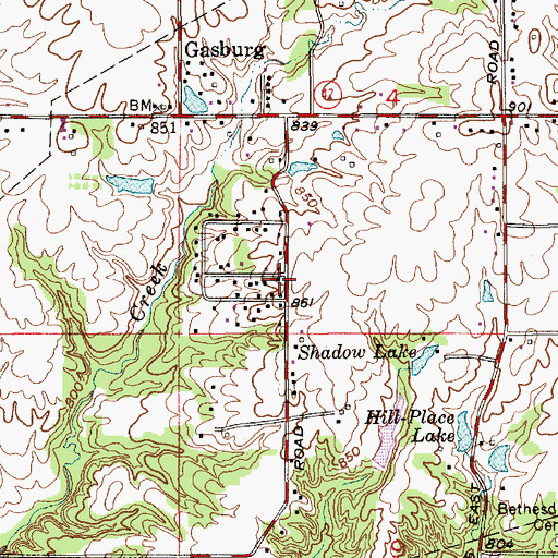 Topographic Map of Gasburg Baptist Church, IN