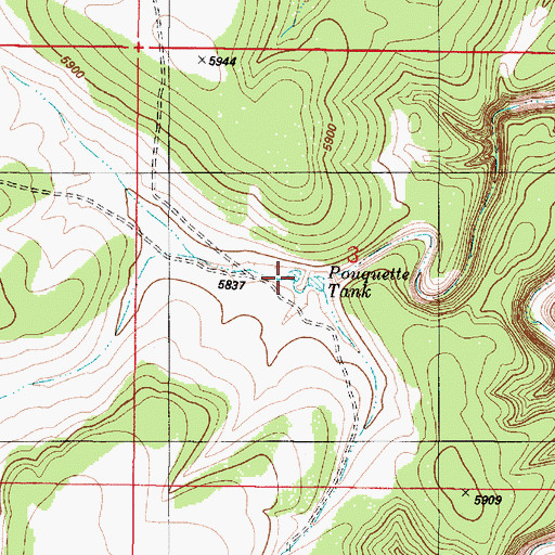 Topographic Map of Pouquette Tank, AZ