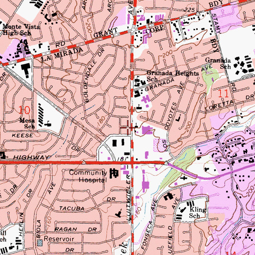 Topographic Map of Calvary Orthodox Presbyterian CHurch, CA