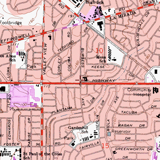 Topographic Map of Young Eun Korean Presbyterian Church, CA