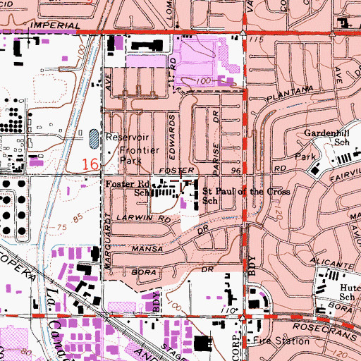 Topographic Map of Saint Paul of the Cross Church, CA