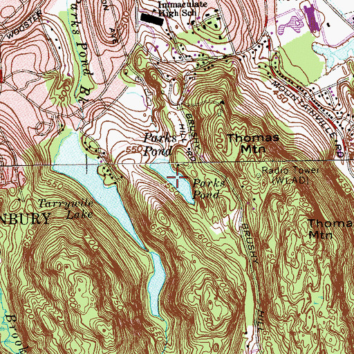 Topographic Map of Parks Pond, CT
