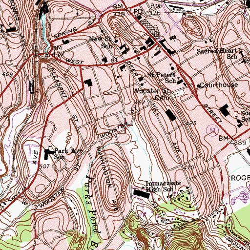 Topographic Map of Parks Pond Brook, CT