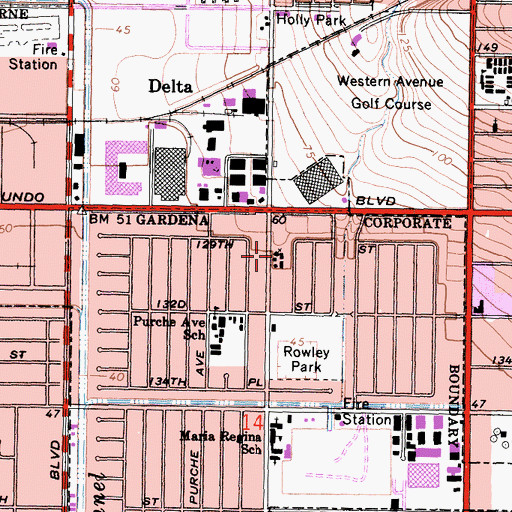 Topographic Map of Hollypark United Methodist Church, CA