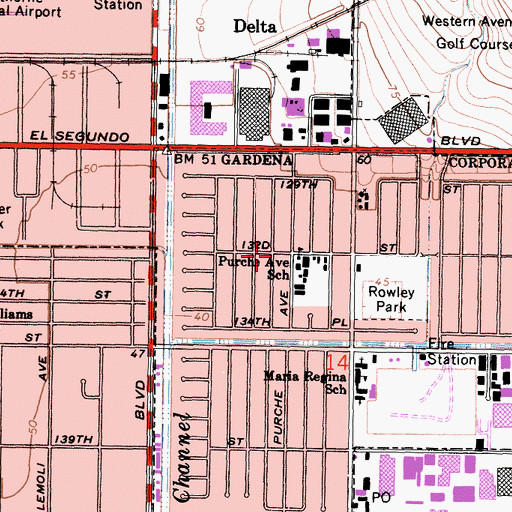 Topographic Map of Los Angeles Church of Faith and Deliverance, CA