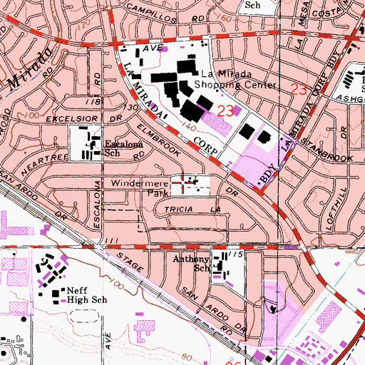Topographic Map of Prince of Peace Lutheran Church, CA