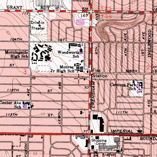 Topographic Map of Central Baptist Church, CA