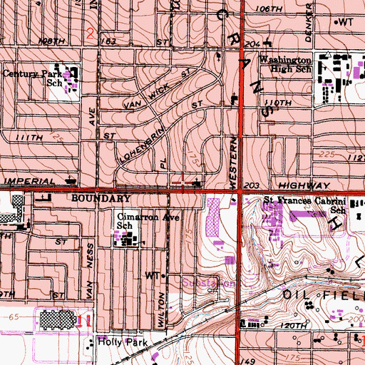 Topographic Map of Imperial Heights Community Church, CA