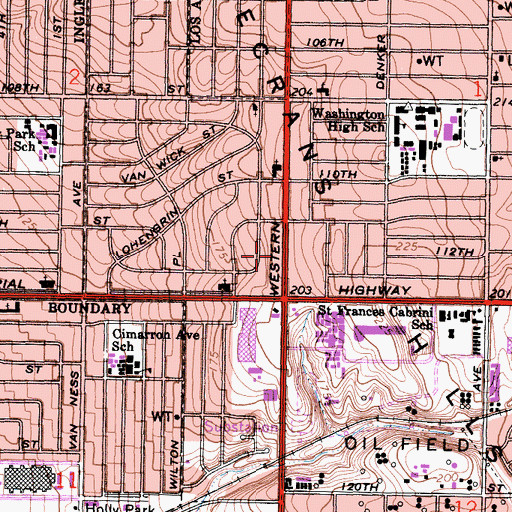 Topographic Map of Calvary Memorial Missionary Baptist Church, CA
