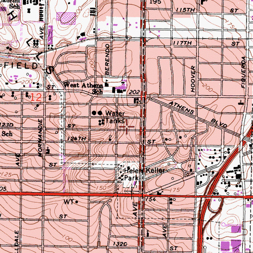 Topographic Map of Blessed And Highly Favored Church, CA