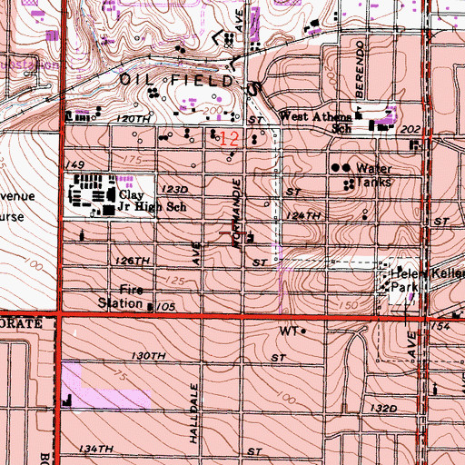 Topographic Map of Normandie Avenue Seventh Day Adventist Church, CA