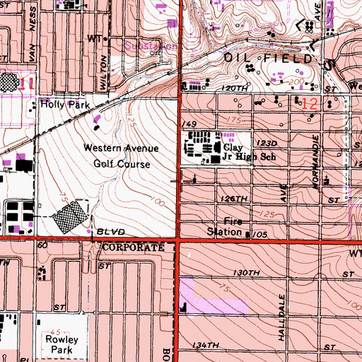 Topographic Map of First Samoan Church of Los Angeles, CA