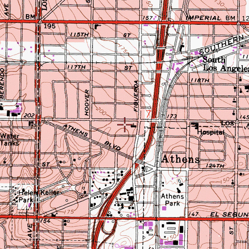 Topographic Map of Greater New Jericho Baptist Church, CA