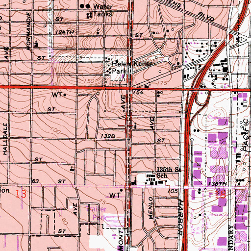 Topographic Map of South Vermont Avenue Bapitst Church, CA
