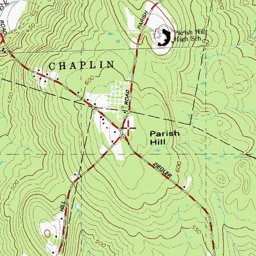 Topographic Map of Parish Hill, CT