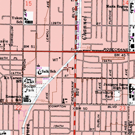 Topographic Map of Saint John Evangelical Lutheran Church, CA