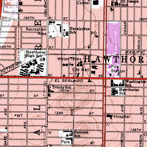 Topographic Map of Church of Christ, CA