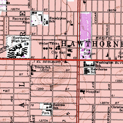 Topographic Map of Church of the Nazarene, CA