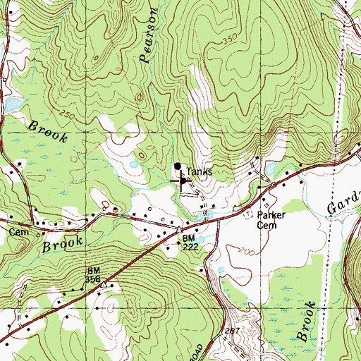 Topographic Map of Pearson Brook, CT