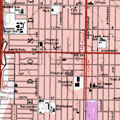 Topographic Map of Church of Jesus Christ of Latter Day Saints, CA