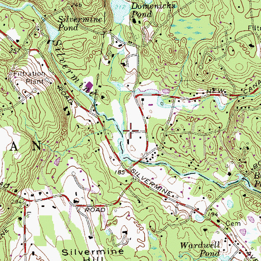 Topographic Map of Parting Brook, CT