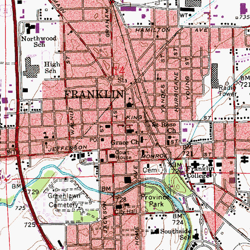 Topographic Map of Tabernacle Christian Church, IN