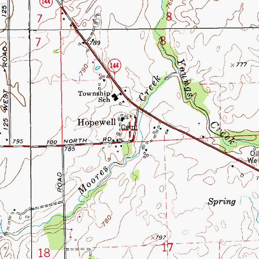 Topographic Map of Hopewell Cemetery, IN