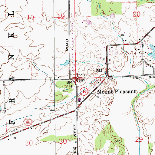 Topographic Map of First Mount Pleasant Cemetery, IN