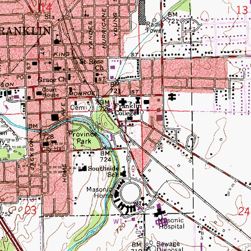 Topographic Map of Johnson County Public Library, IN