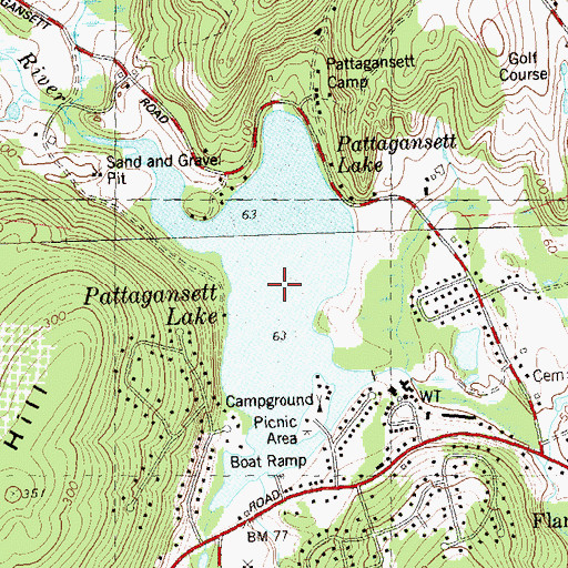 Topographic Map of Pattagansett Lake, CT