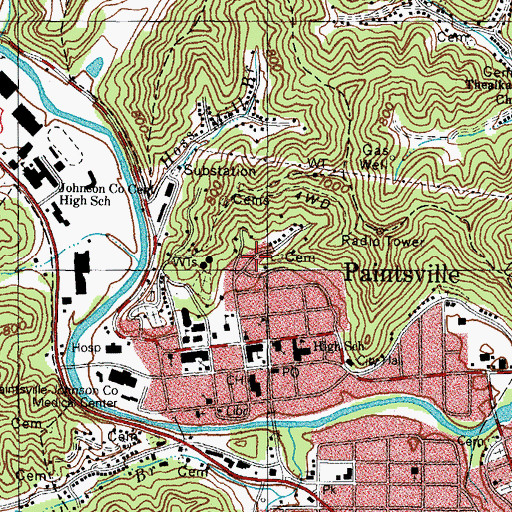 Topographic Map of Happy Hollow, KY