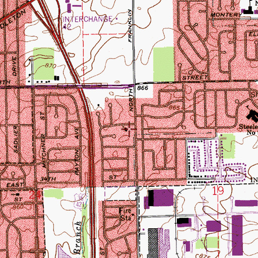 Topographic Map of Northeast United Church of Christ, IN