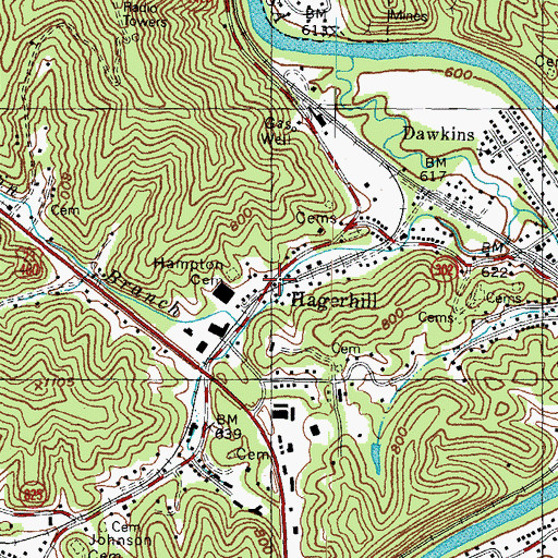Topographic Map of Hager Hill Railroad Station (historical), KY