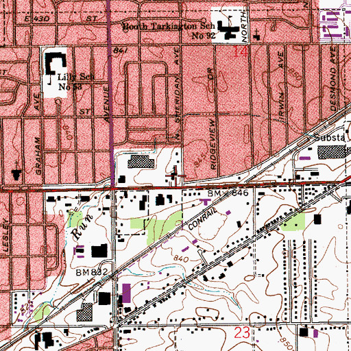 Topographic Map of First Christian Missionary Church, IN