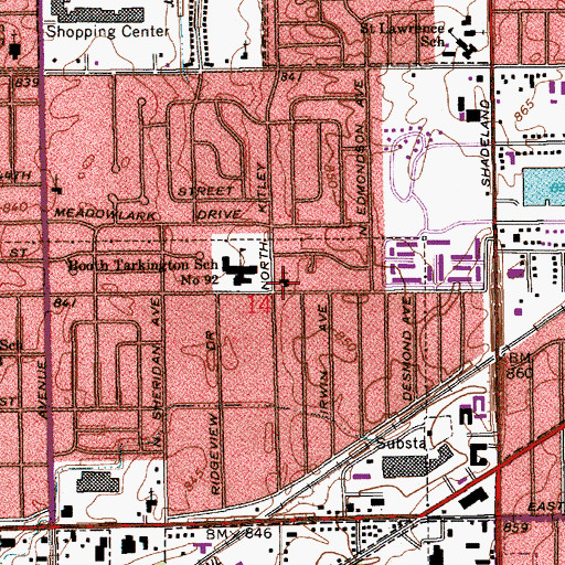 Topographic Map of Calvary Wesleyan Church, IN
