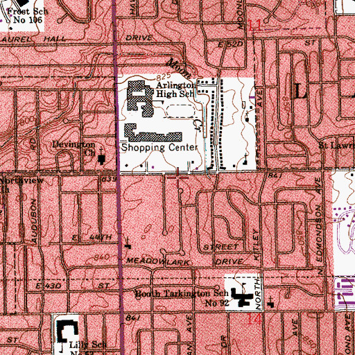 Topographic Map of House of Prayer Community Church, IN