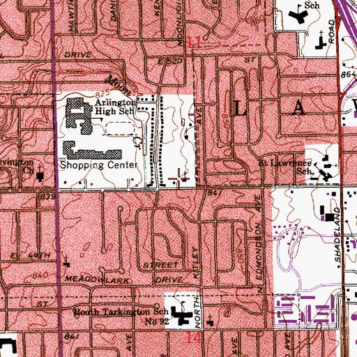 Topographic Map of God's Love Christian Church, IN