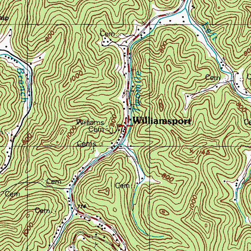 Topographic Map of Williamsport Post Office (historical), KY