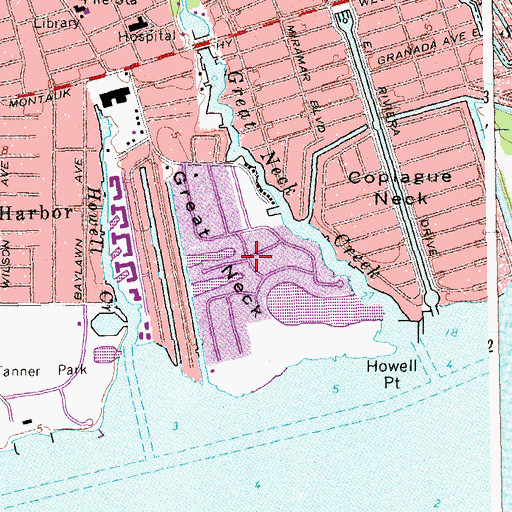 Topographic Map of Copiague Harbor, NY