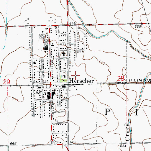 Topographic Map of Herscher Christian Church, IL