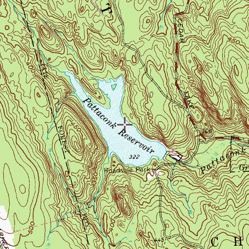 Topographic Map of Pattaconk Reservoir, CT